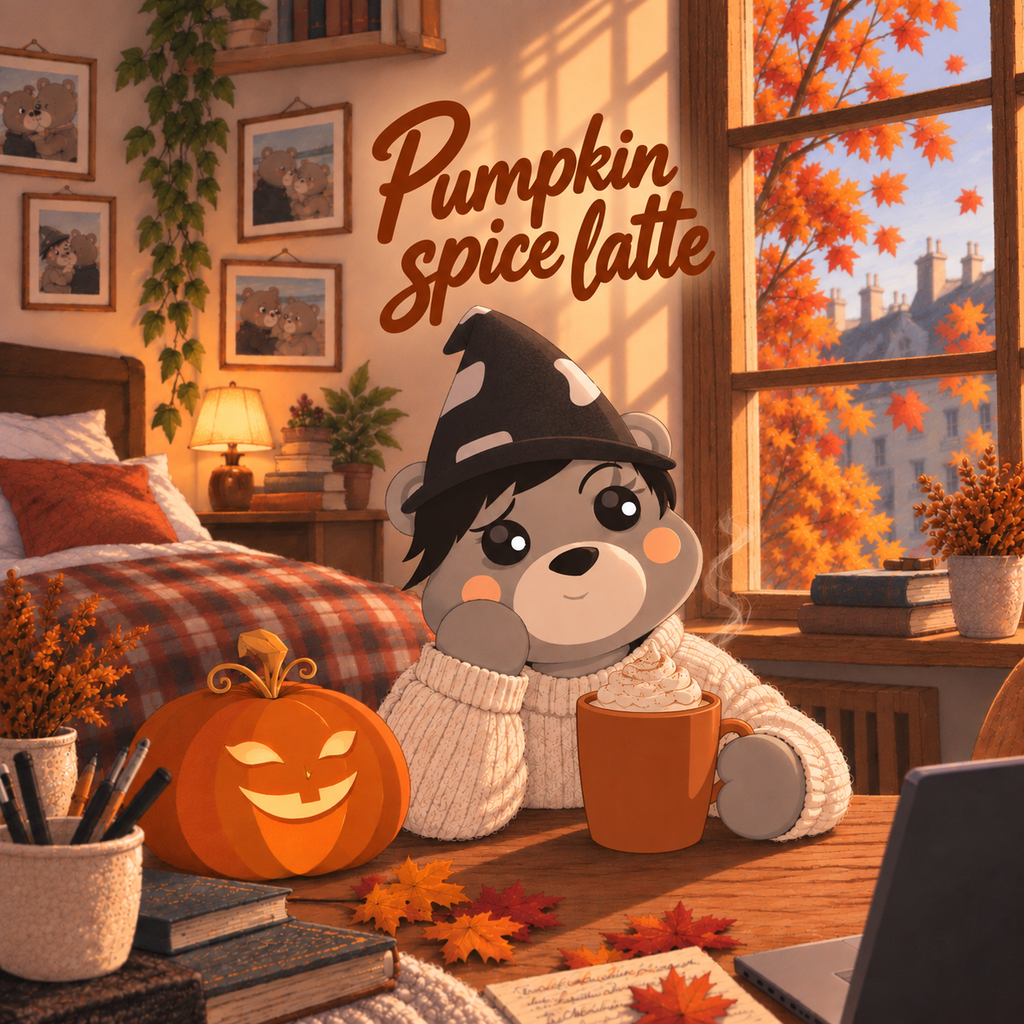 Un orso pumpkin spice latte, halloween 2026